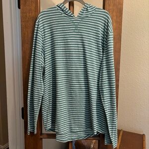 Vince Stripe Slub Long Sleeve Hooded T-Shirt, Size XL